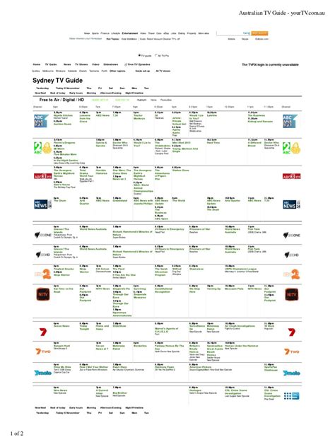 tv syd|sydney free to air tv guide.